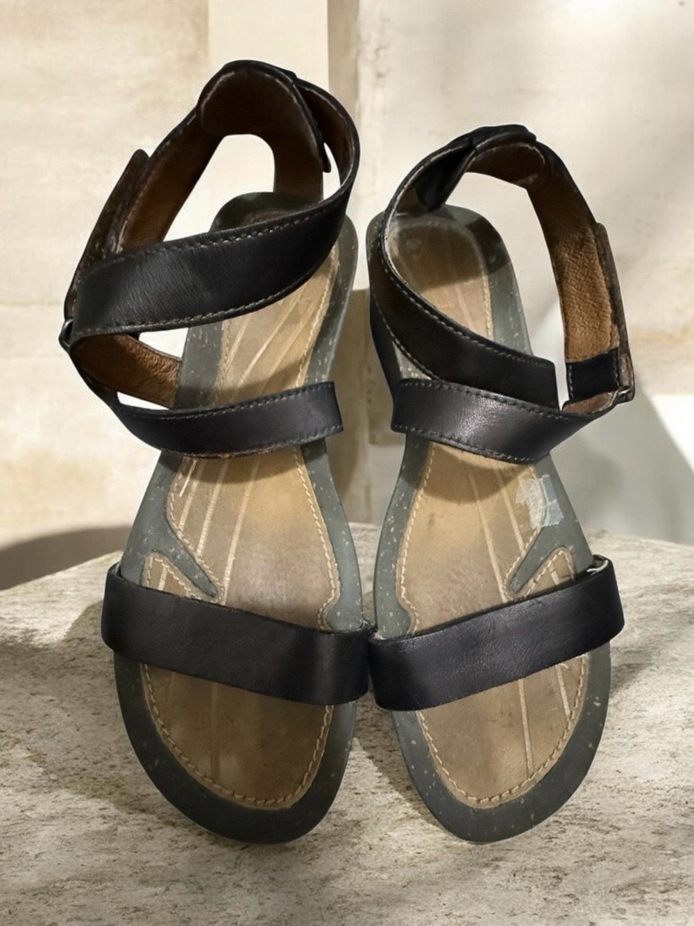 TEVA CABRILLO CROSOVER BLACK LEATHER STRAPPY SANDALS 1007732 Size 7